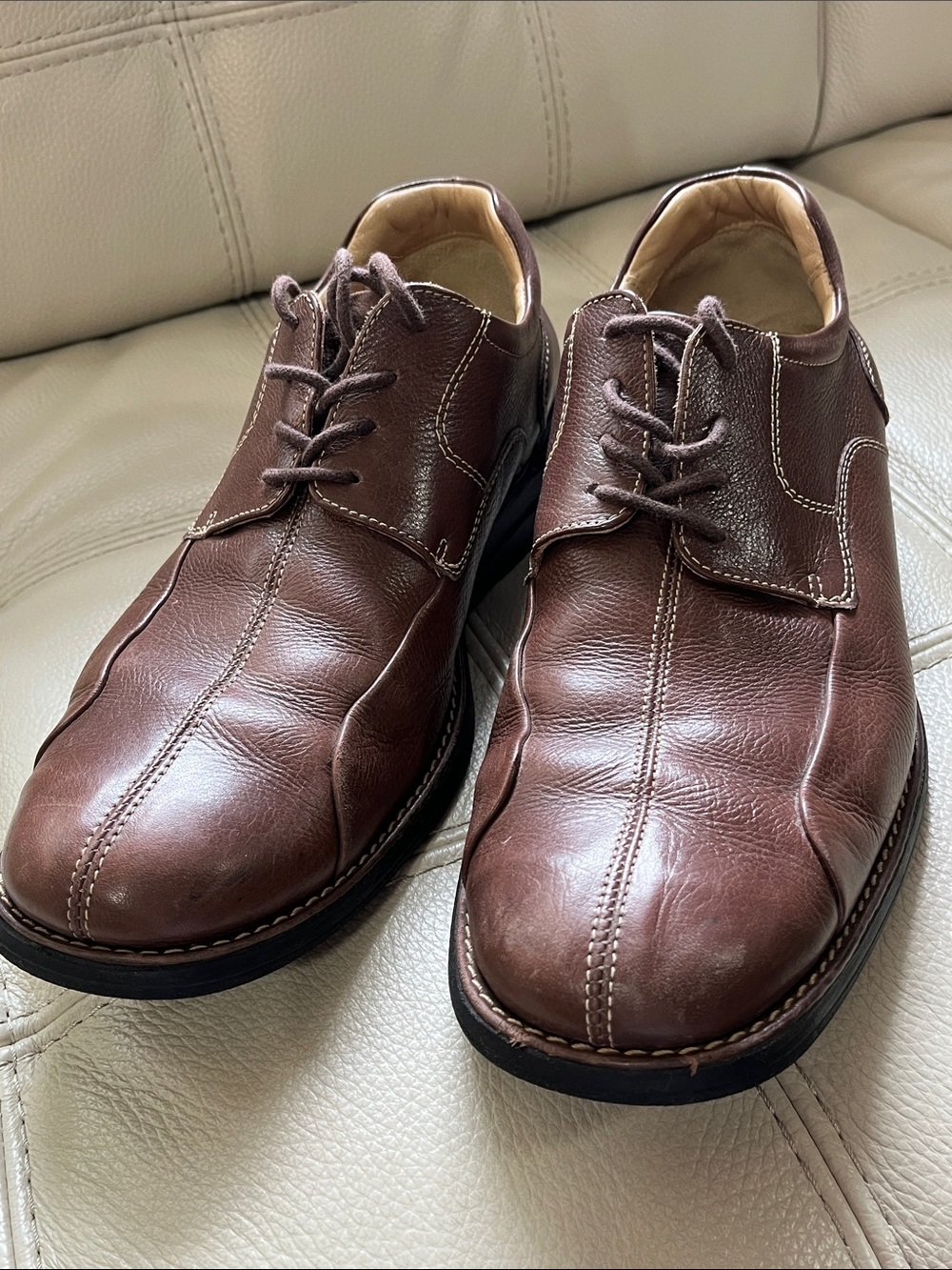 Johnston and Murphy Men's Brown Sheepskin Leather Derby Shoes Size 10.5